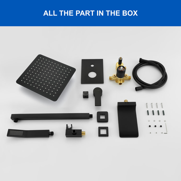 Matte Black Multi-Function Wall Mounted Shower System with Handheld