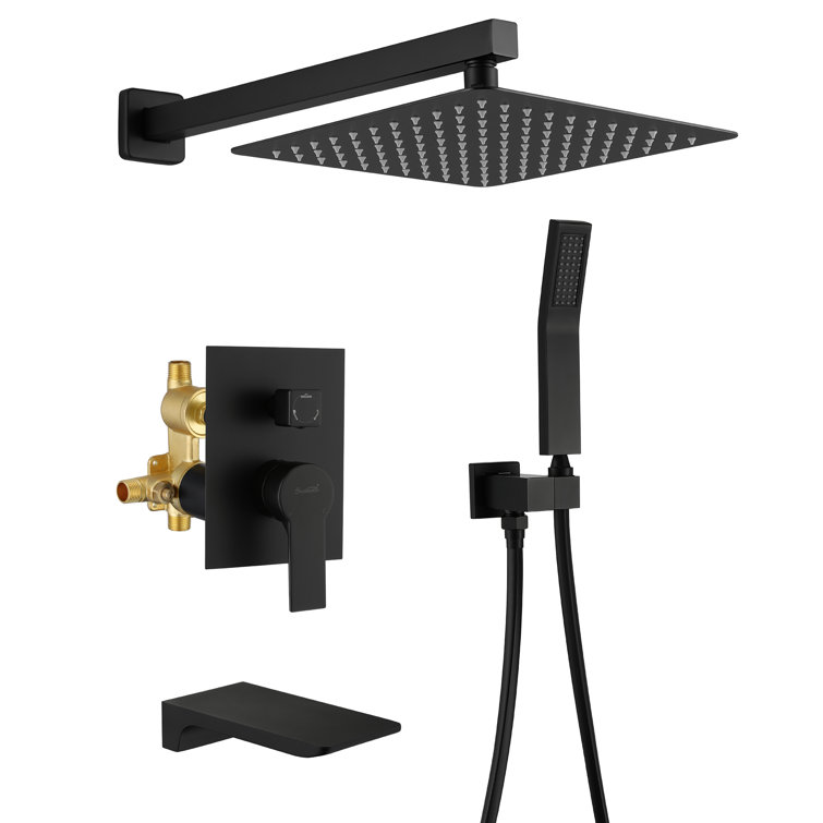 Matte Black Multi-Function Wall Mounted Shower System with Handheld