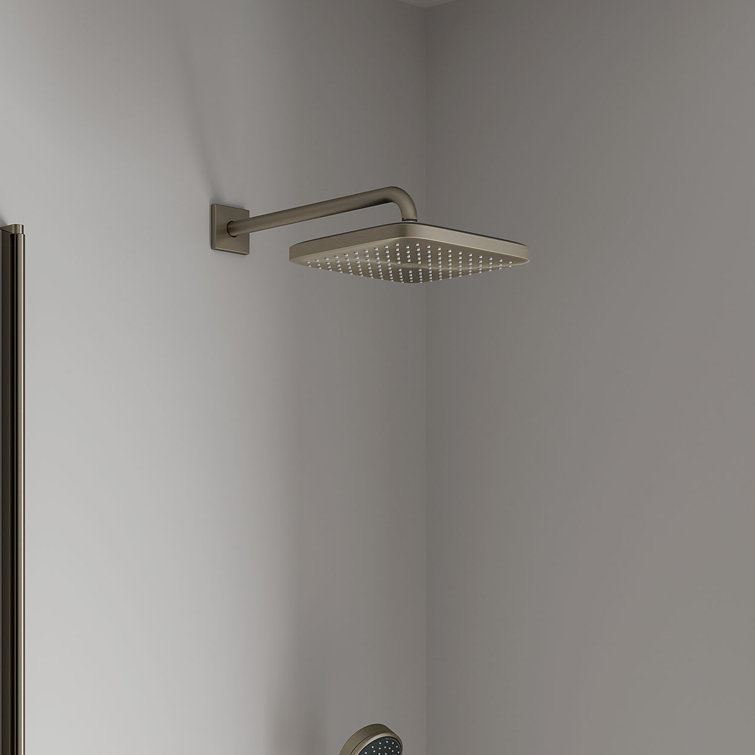 Brushed Nickel Square Rain Shower Head with DreamSpray