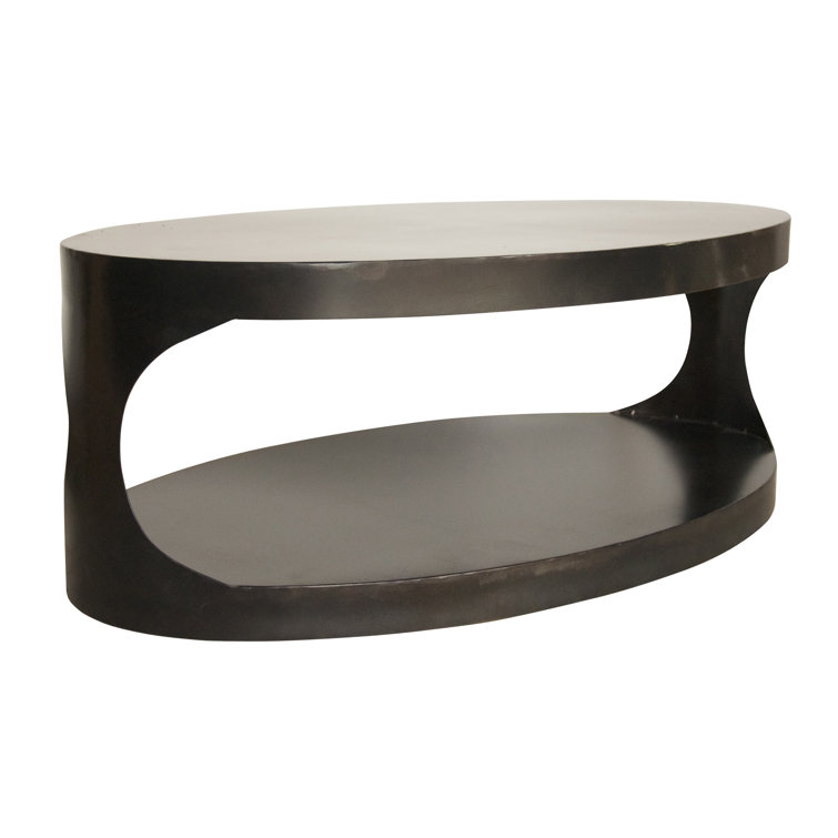 Eclipse Oval 29" Metal Coffee Table with Hourglass Accents