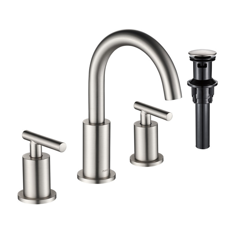 Brushed Nickel Widespread Bathroom Faucet with Drain Assembly