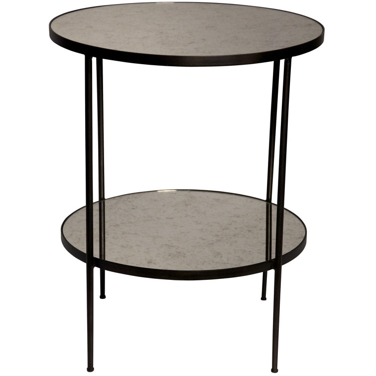 Anna Round Mirrored Glass Metal End Table