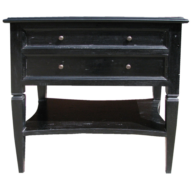 Artisan Crafted Mahogany Side Table with Tapered Legs and Storage