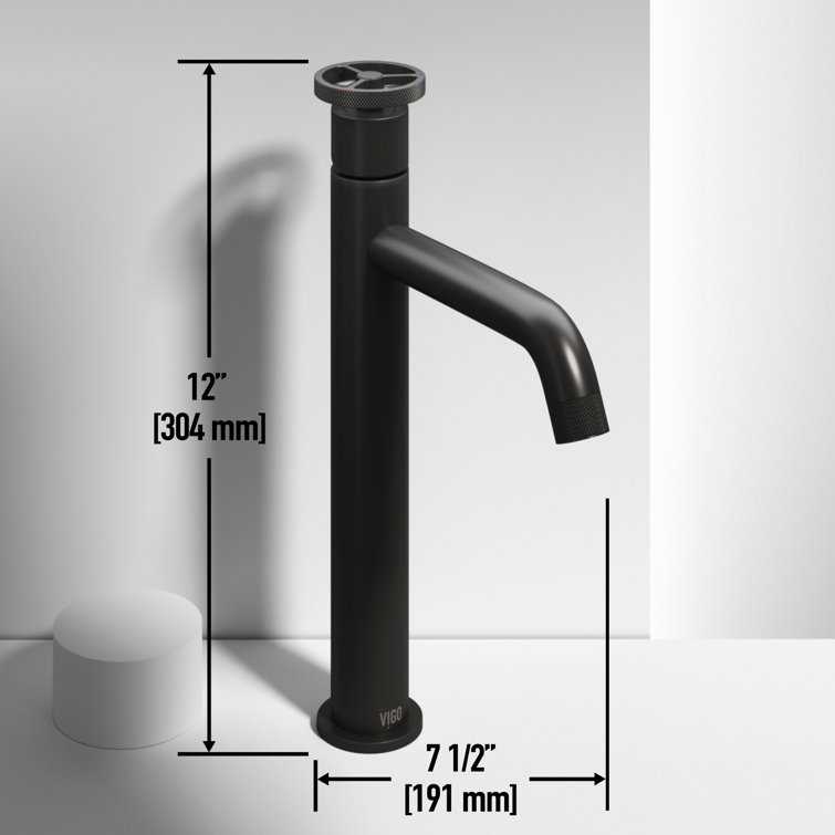 Cass Industrial-Chic Matte Black Nickel Vessel Bathroom Faucet
