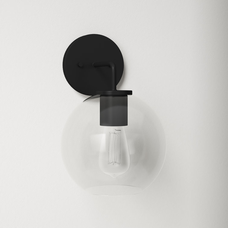 Matte Black Metal Globe Outdoor Wall Light