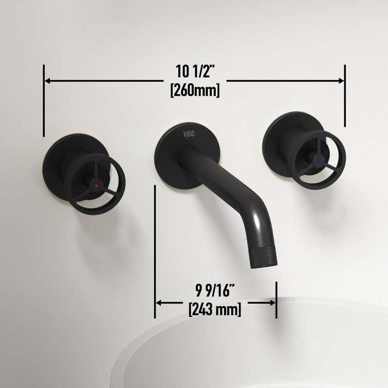 Cass Industrial-Chic Matte Black Nickel Wall Mount Bathroom Faucet