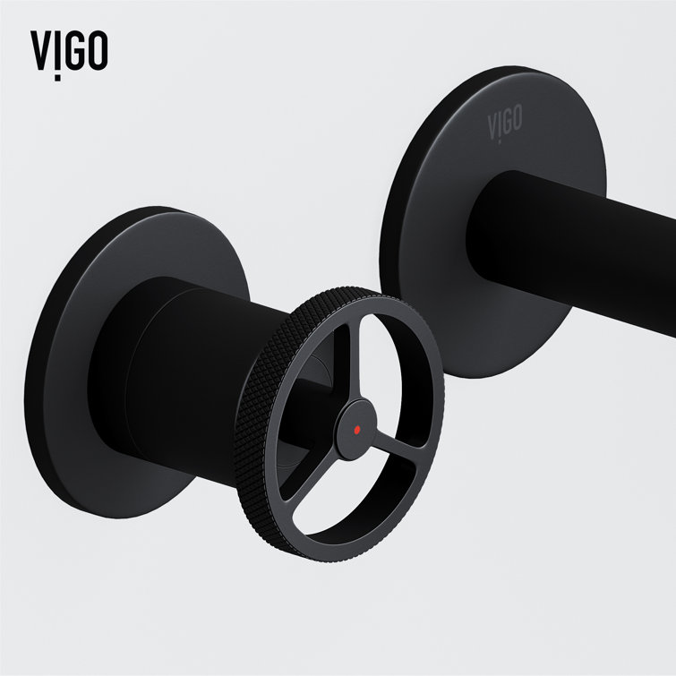 Cass Industrial-Chic Matte Black Nickel Wall Mount Bathroom Faucet
