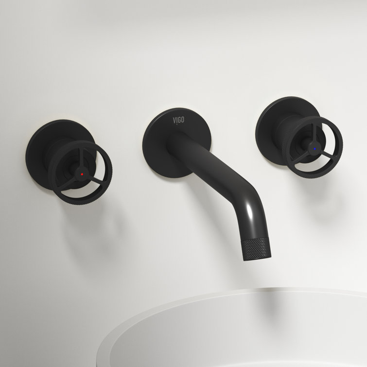 Cass Industrial-Chic Matte Black Nickel Wall Mount Bathroom Faucet