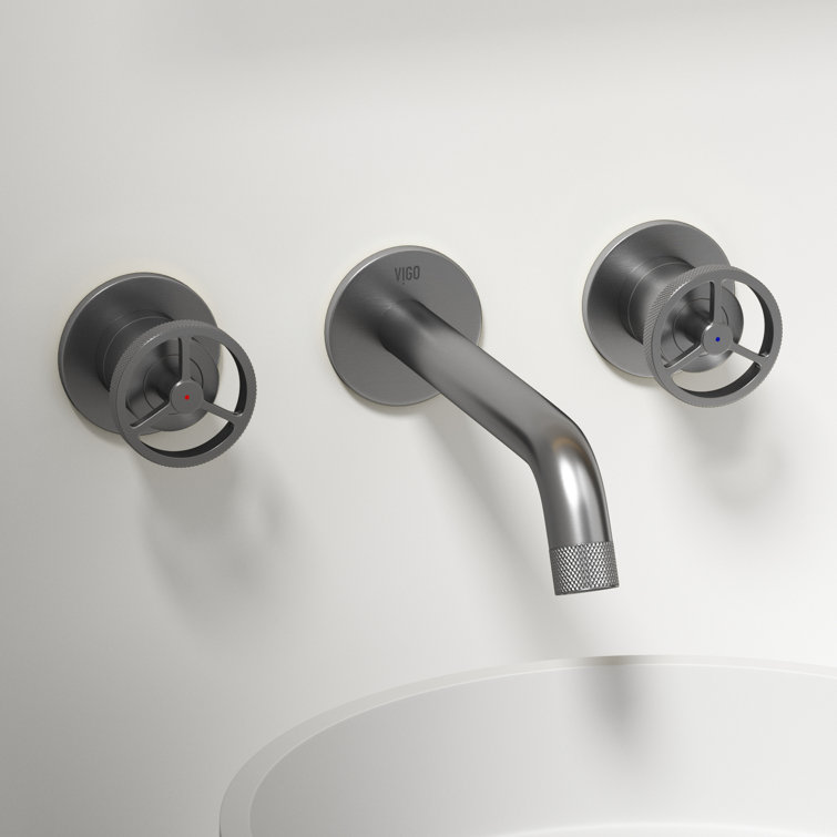 Cass Brushed Nickel Wall Mount Bathroom Faucet