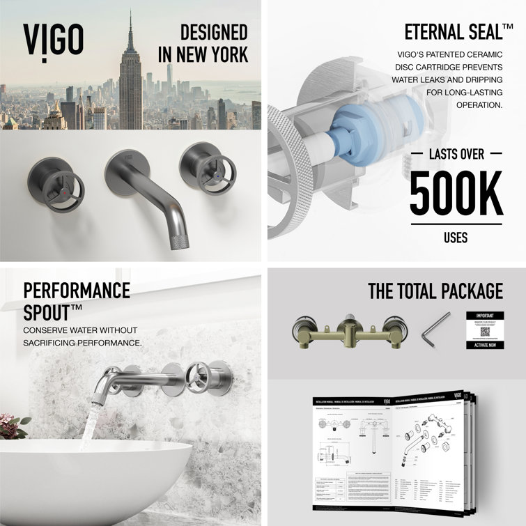 Cass Brushed Nickel Wall Mount Bathroom Faucet