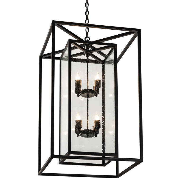 Kitzi Black and Clear Glass 8-Light Indoor/Outdoor Chandelier