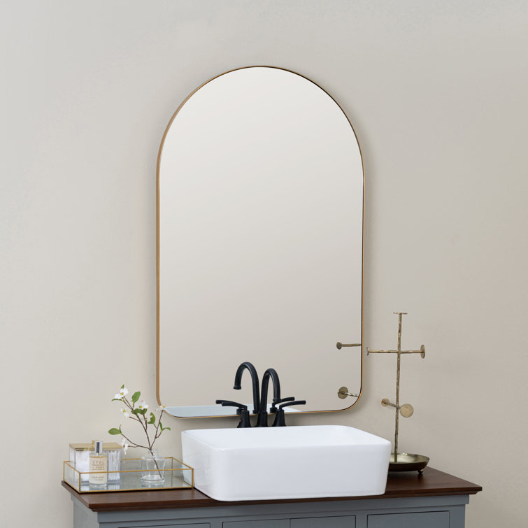Gold Arched Wall Mirror with Thin Frame
