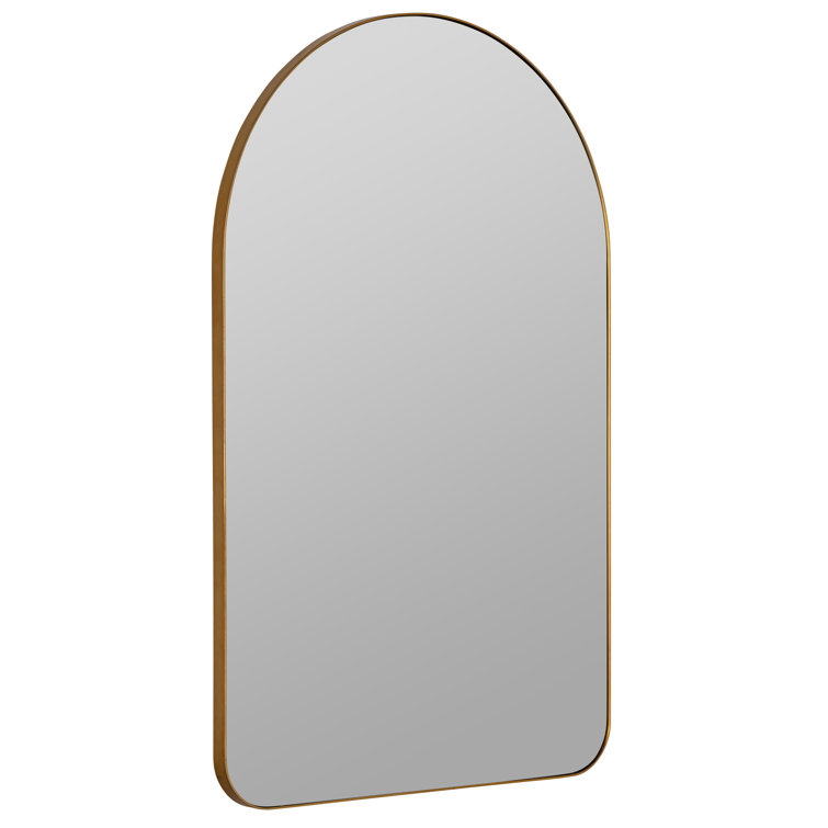 Gold Arched Wall Mirror with Thin Frame