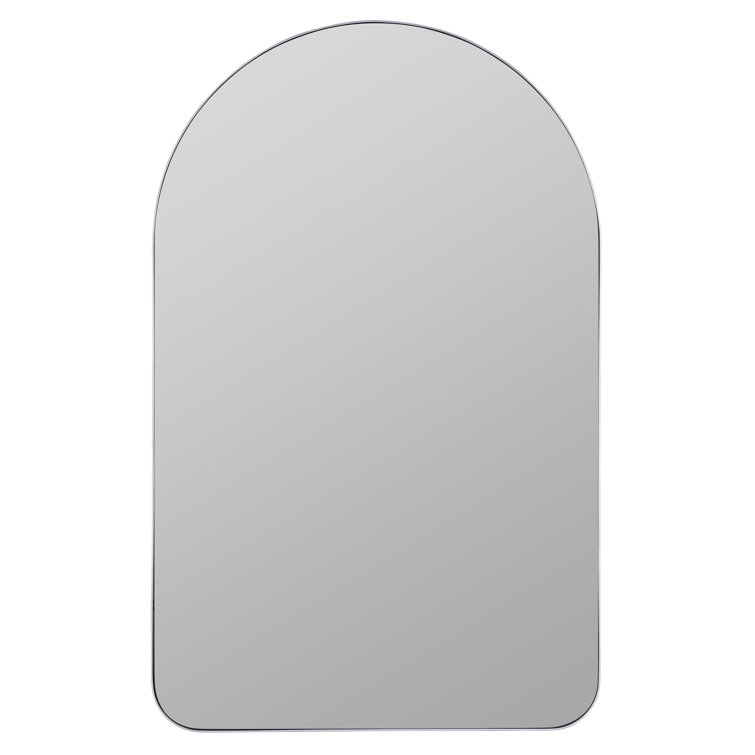 Elegant Gerrard Arched Silver Wall Mirror, 38x24 Inches