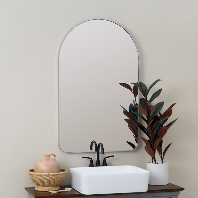 Silver Arched Metal Frame Vertical Wall Mirror