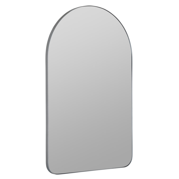 Elegant Gerrard Arched Silver Wall Mirror, 38x24 Inches