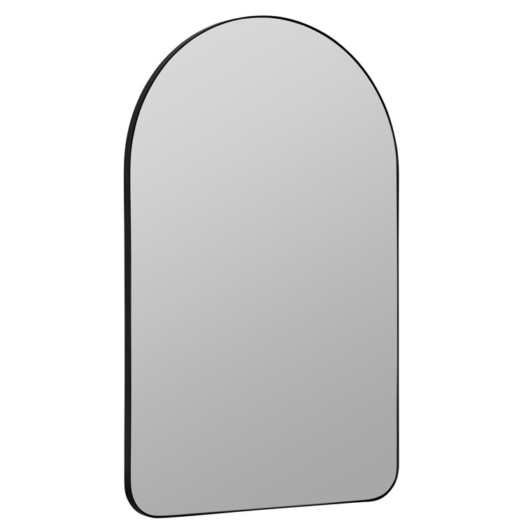 Chance 38'' Matte Black Arch Bathroom Mirror
