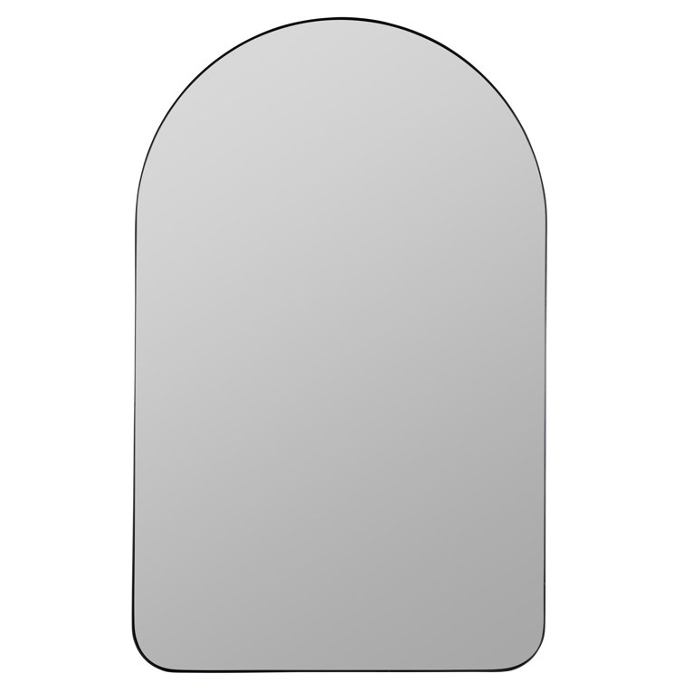 Chance 38'' Matte Black Arch Bathroom Mirror