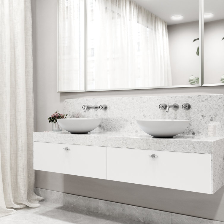 Cass Brushed Nickel Wall Mount Bathroom Faucet