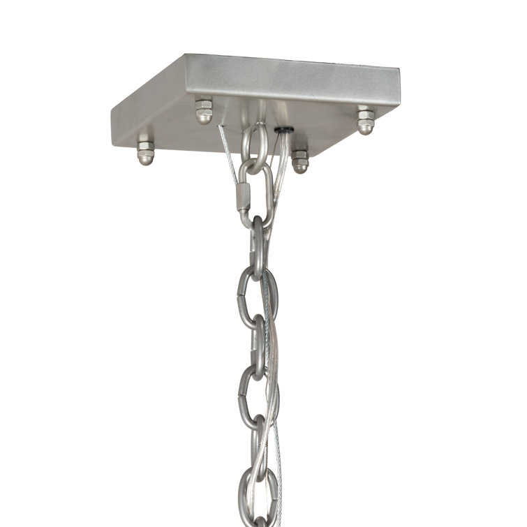 Nickel and Clear Seeded Glass 8-Light Indoor Chandelier