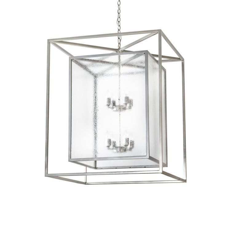 Nickel and Clear Seeded Glass 8-Light Indoor Chandelier