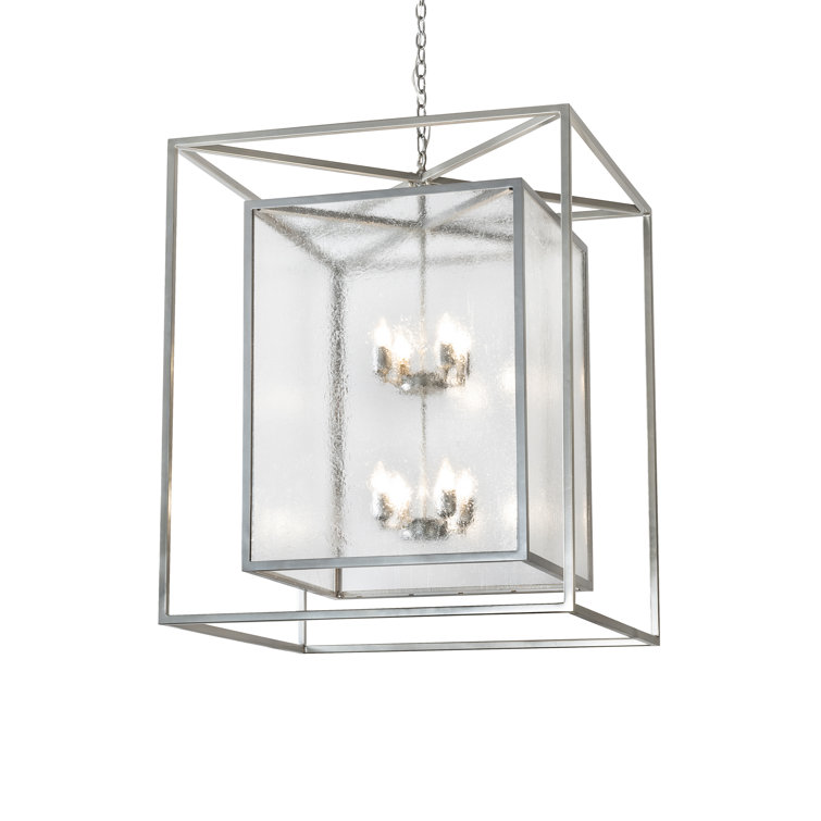 Nickel and Clear Seeded Glass 8-Light Indoor Chandelier