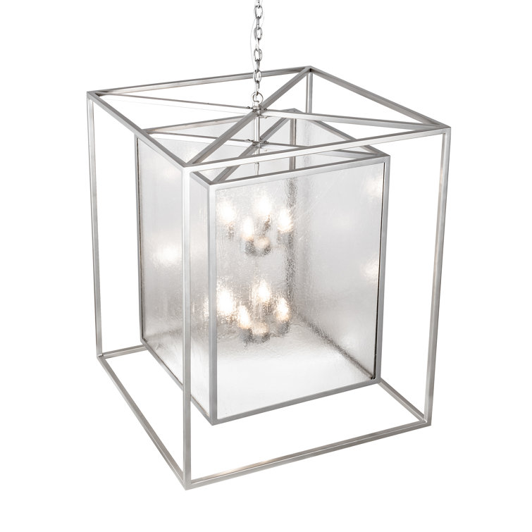 Nickel and Clear Seeded Glass 8-Light Indoor Chandelier