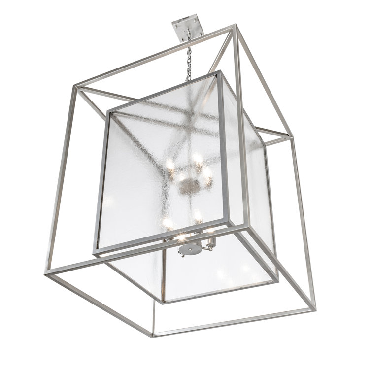 Nickel and Clear Seeded Glass 8-Light Indoor Chandelier