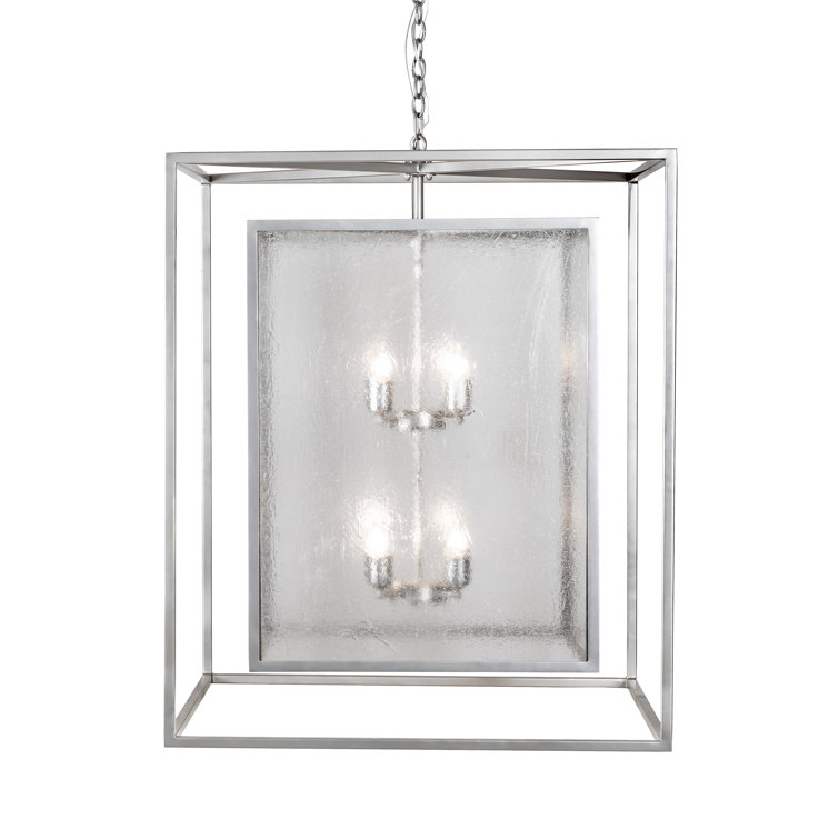 Nickel and Clear Seeded Glass 8-Light Indoor Chandelier