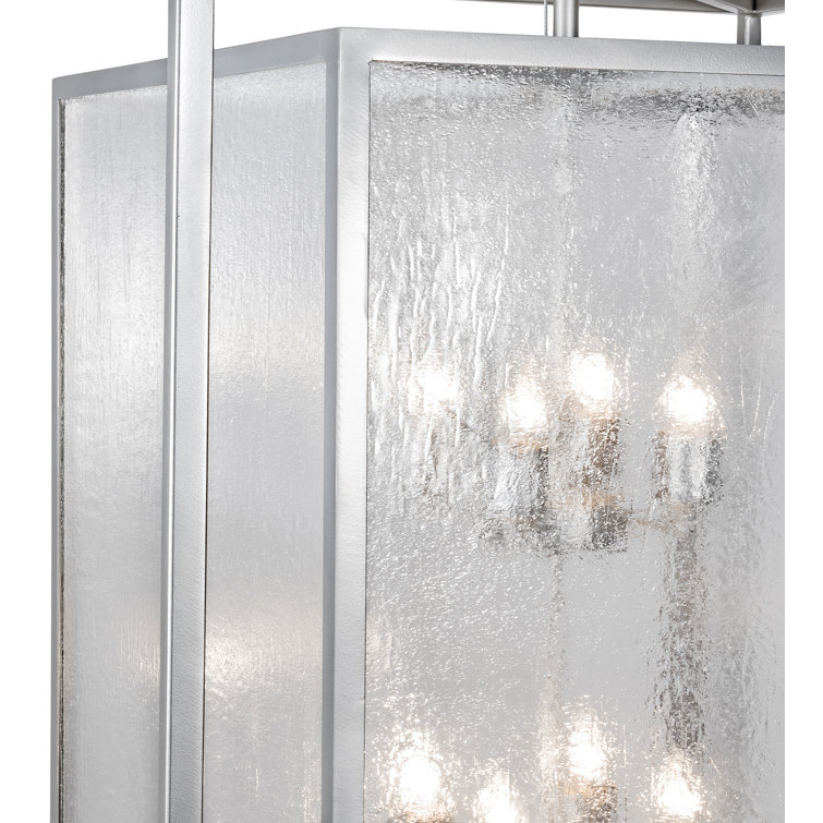 Nickel and Clear Seeded Glass 8-Light Indoor Chandelier