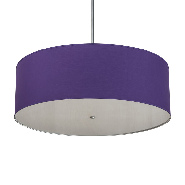Violet and Silver 8-Light Fabric and Acrylic Pendant