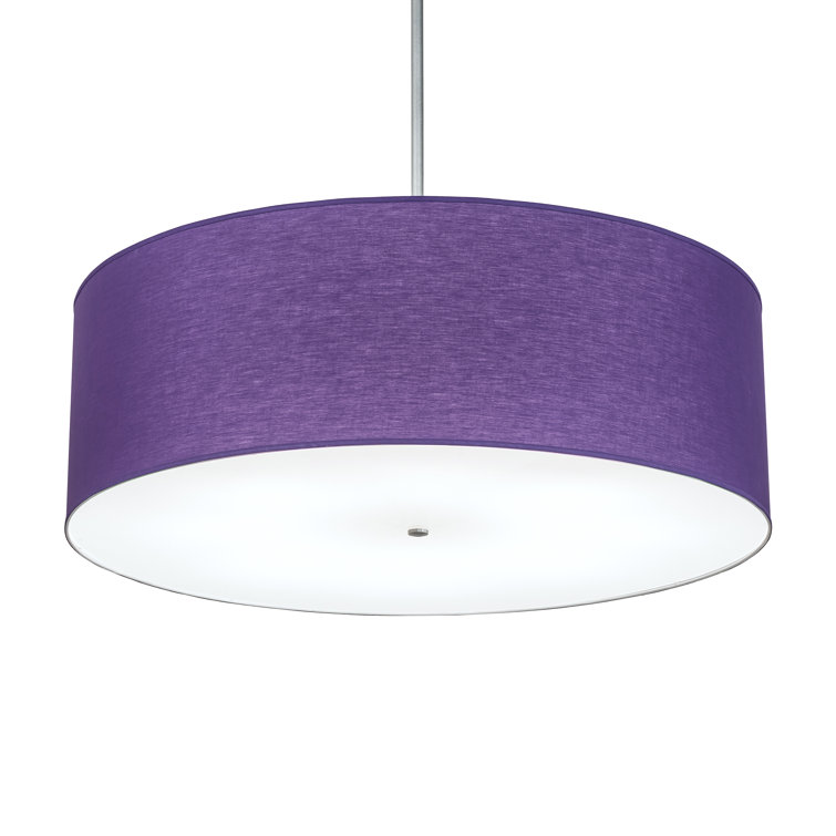 Violet and Silver 8-Light Fabric and Acrylic Pendant