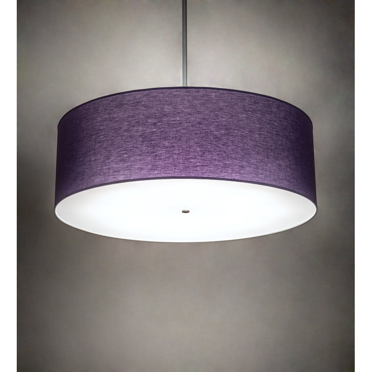 Violet and Silver 8-Light Fabric and Acrylic Pendant