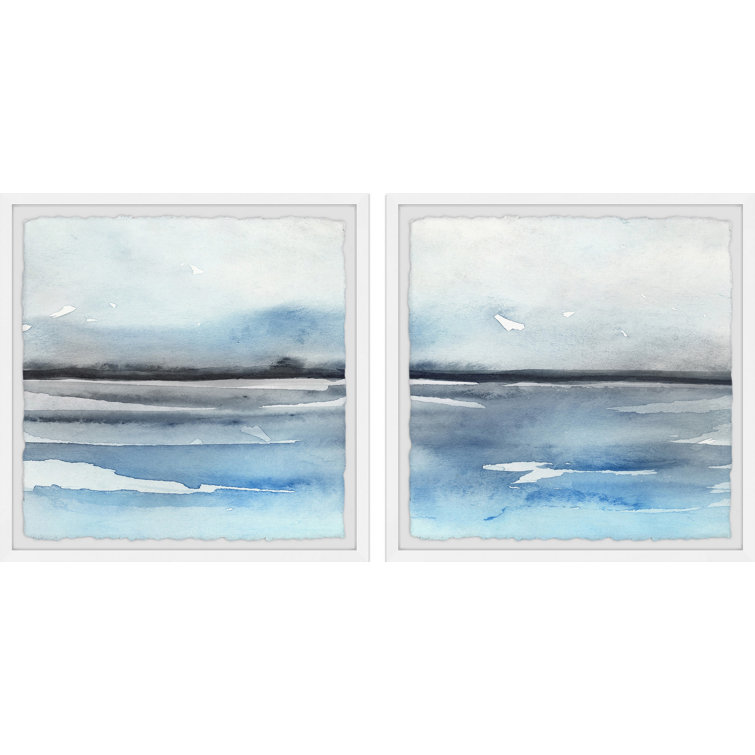 Taming The Sea Blue Giclee Print Diptych on Archive Paper