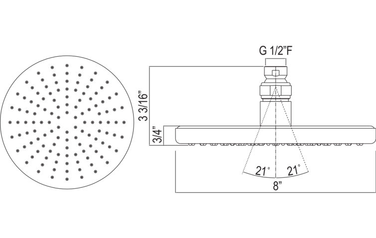 8" Satin Nickel Ceiling Mounted Rain Showerhead