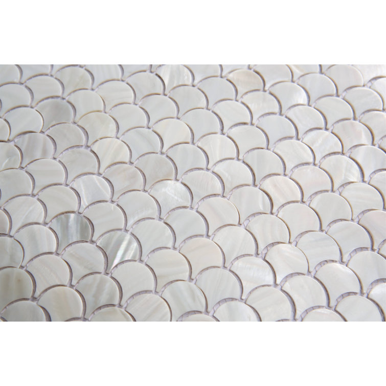12'' White Mother of Pearl Fish Scale Mosaic Wall Tile