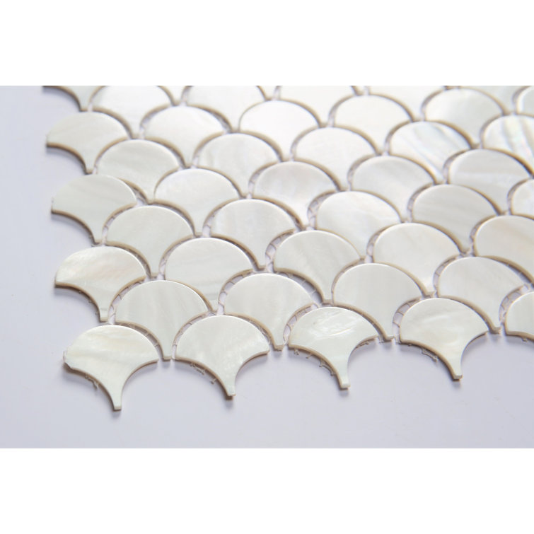12'' White Mother of Pearl Fish Scale Mosaic Wall Tile