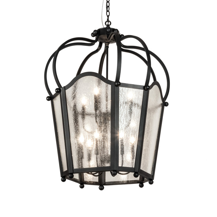 Citadel Textured Black 10-Light Indoor/Outdoor Lantern Chandelier