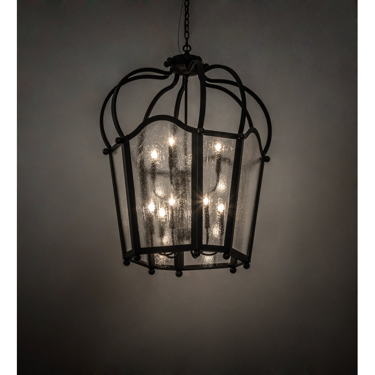 Citadel Textured Black 10-Light Indoor/Outdoor Lantern Chandelier