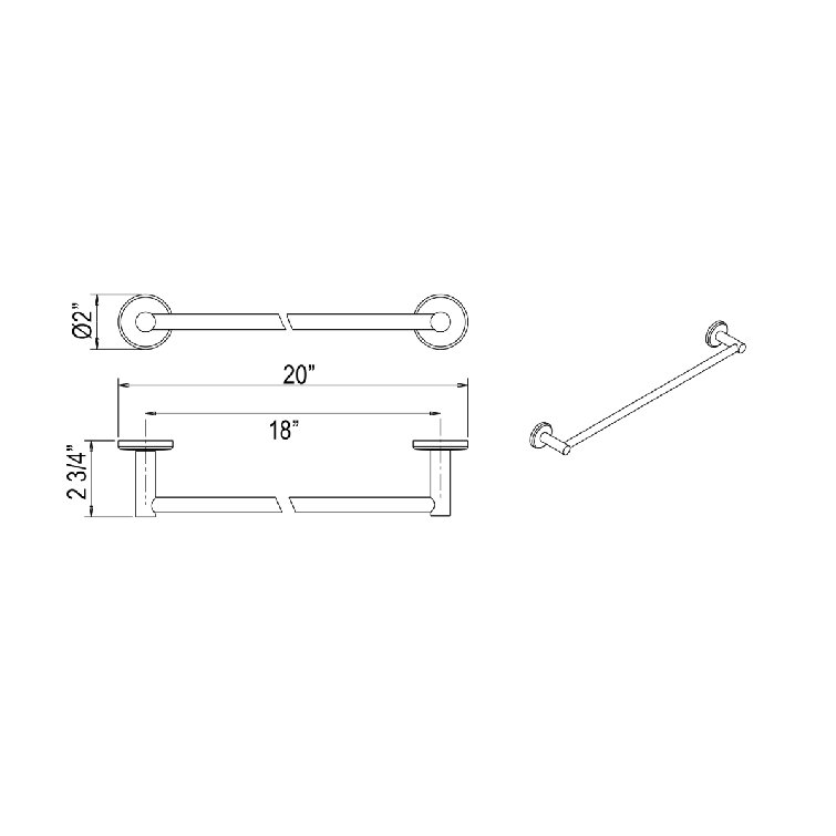 Polished Chrome 24" Modern Wall Mounted Towel Bar