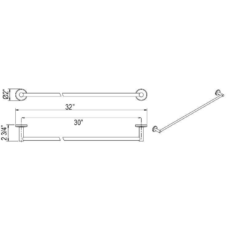 Polished Chrome 24" Modern Wall Mounted Towel Bar