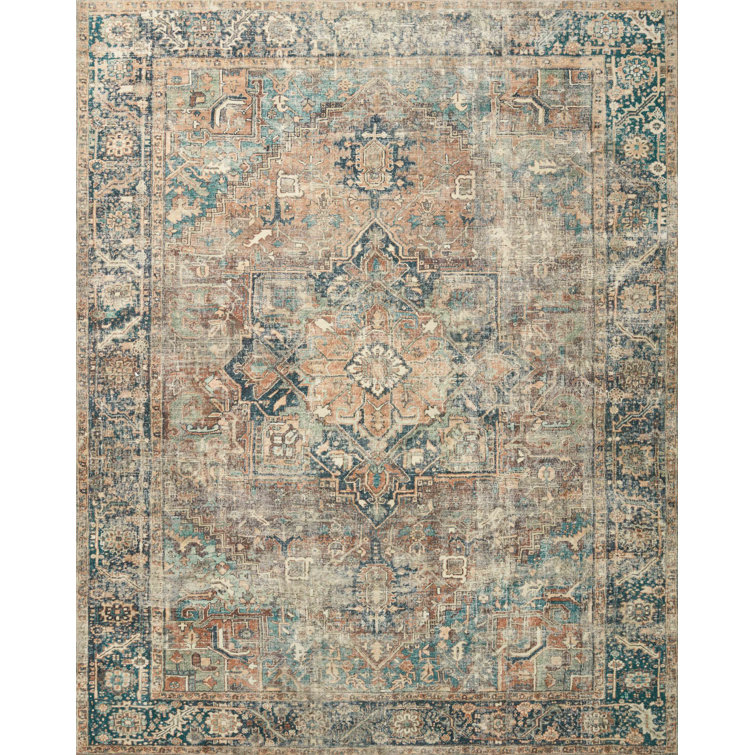 Elysian Blue Oriental 5' x 7'6" Synthetic Area Rug