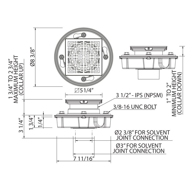 Classic Polished Nickel 5" PVC Drain Kit with Weave Cover