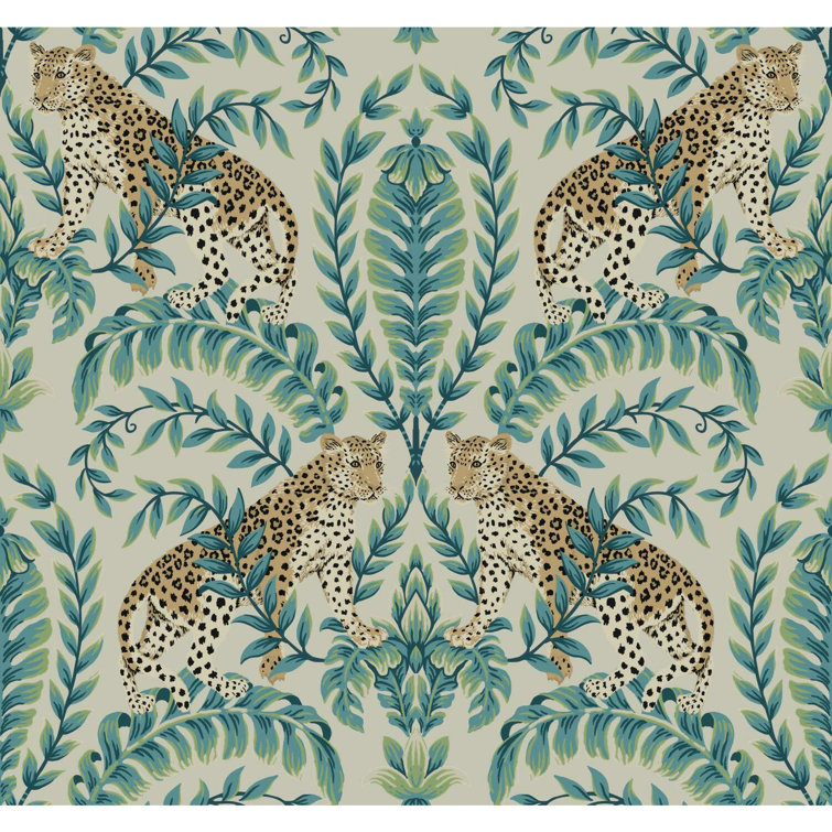 Taupe Jungle Leopard Damask Non-Pasted Wallpaper