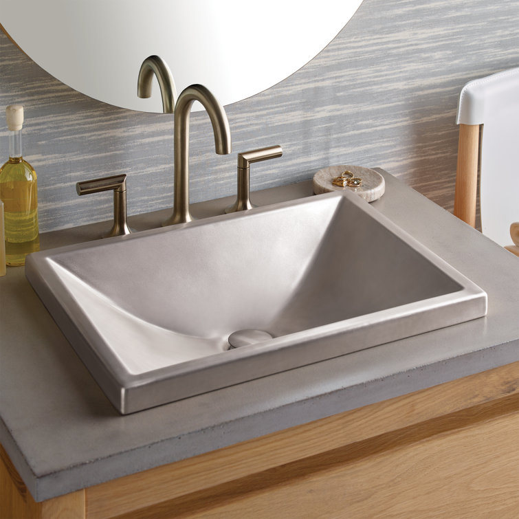Silver Ceramic Rectangular Bathroom Sink with Metallic Finish