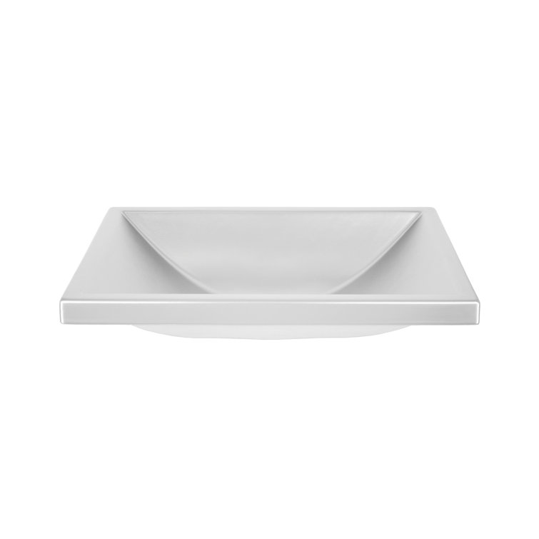 Silver Ceramic Rectangular Bathroom Sink with Metallic Finish