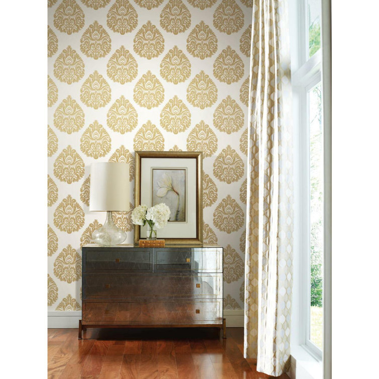 Gold Damask Non-Pasted Washable Wallpaper