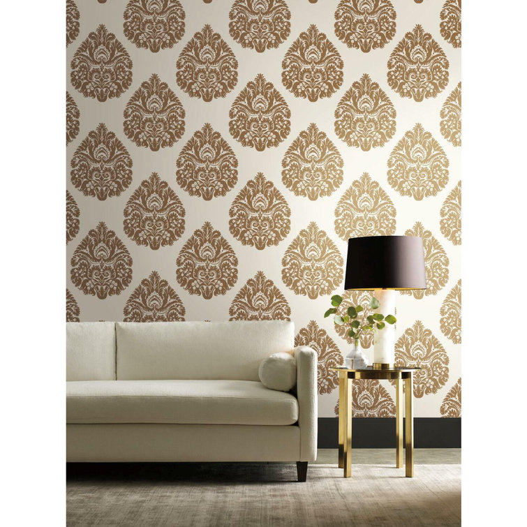 Gold Damask Non-Pasted Washable Wallpaper