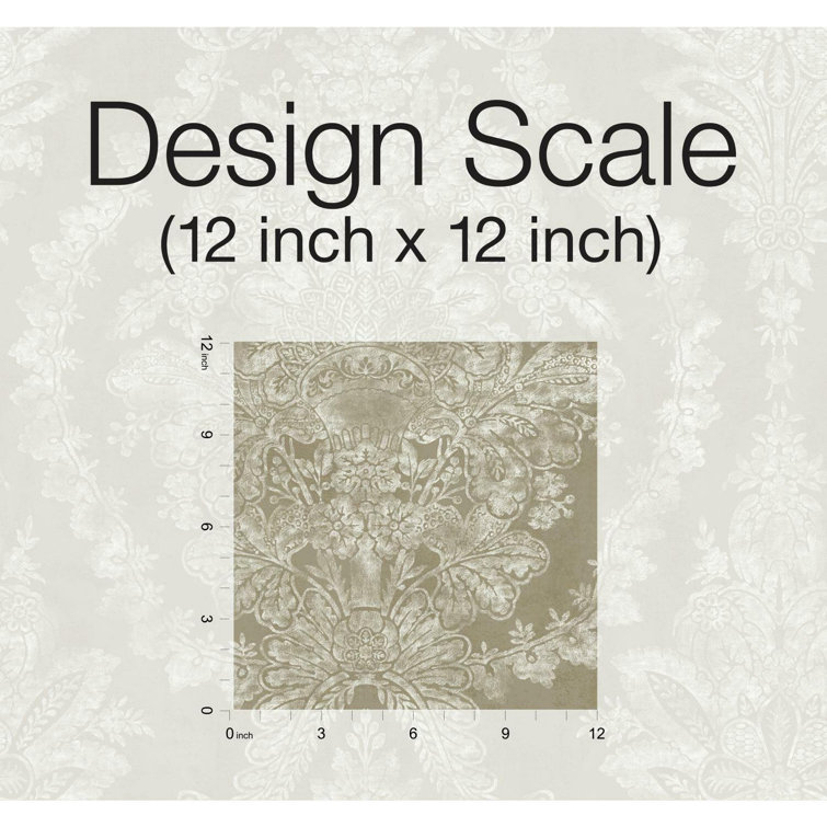 Bronze Charleston Damask Non-Pasted Washable Wallpaper