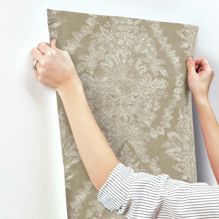 Bronze Charleston Damask Non-Pasted Washable Wallpaper